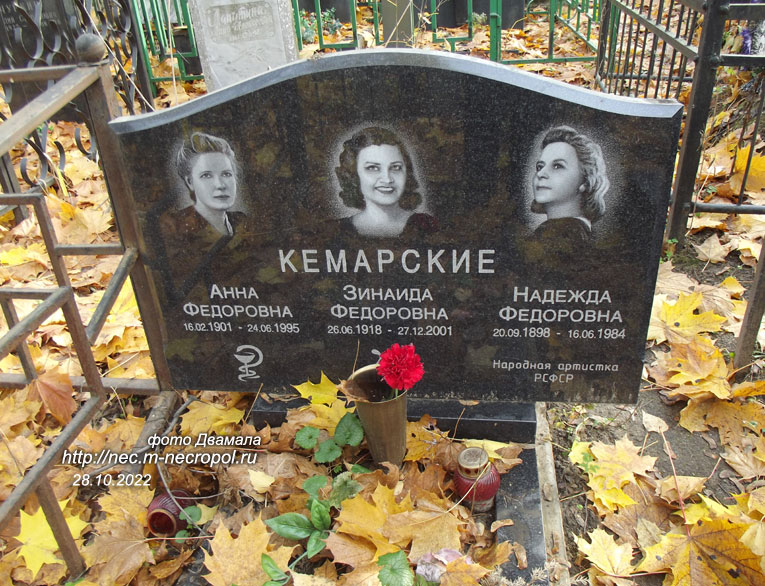 могила Н.Ф. Кемарской, фото Двамала 28.10.2022 г.